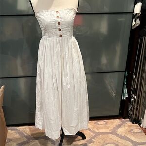 Free People Strapless White Dress with Button Detail
